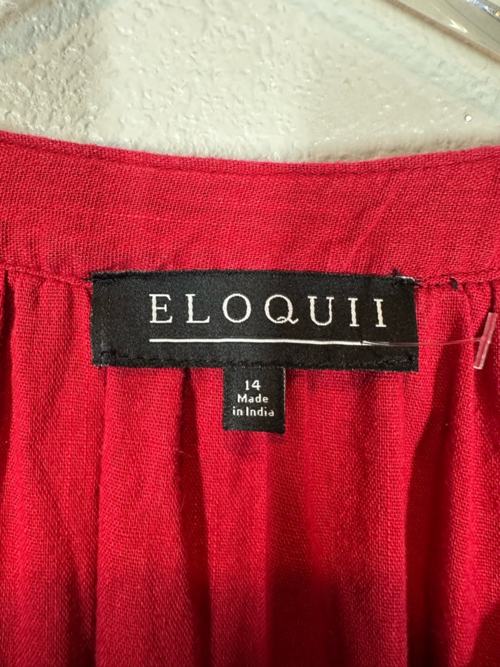 Eloquii Women's Plus Size 14 Red Maxi Dress with Blue Accent Trim & Embroidery - Picture 9 of 9